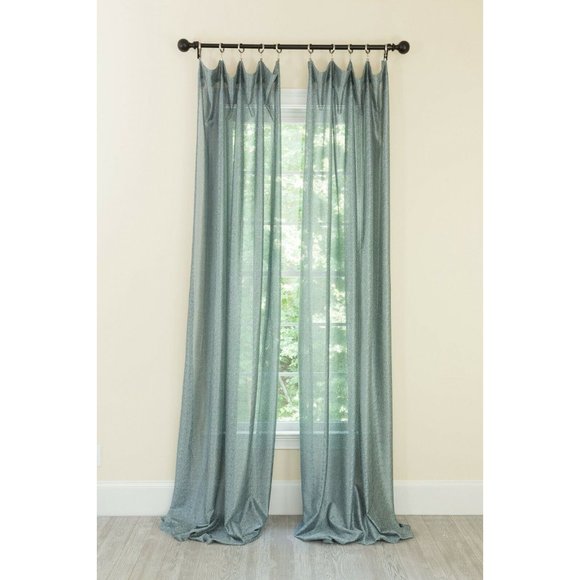Manor Luxe La Rosa Semi Sheer Metallic Smoke Blue Panels(2) 52x108 Rod Pocket